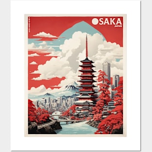 Osaka Japan Travel Vintage Tourism Poster Posters and Art